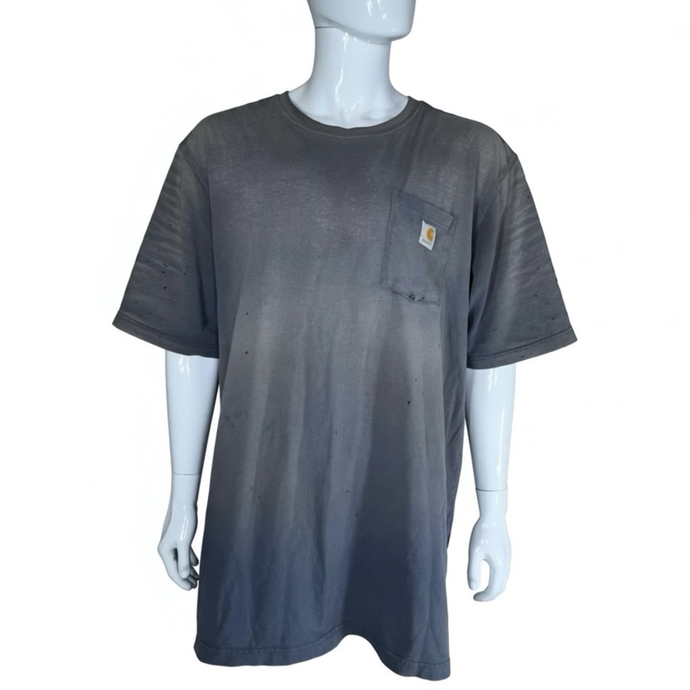 Carhartt Men's Extreme Worn Condition Distressed Steel Blue Pocket Loose Fit Tee